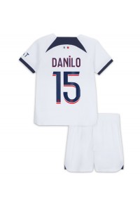 Paris Saint-Germain Danilo Pereira #15 Jalkapallovaatteet Lasten Vieraspeliasu 2023-24 Lyhythihainen (+ Lyhyet housut)